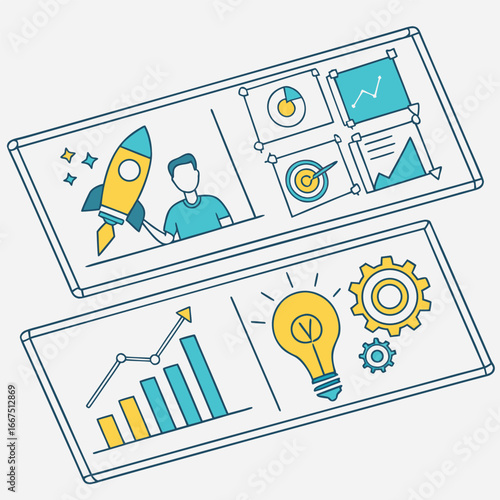 Modern startup pitch deck vector set generated by ai