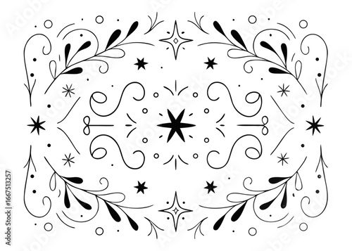 Elegant christmas floral border design featuring a central circular and rectangular frame with festive colors