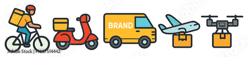 Delivery icons vector: creative transport symbols for online shopping and shipping concepts