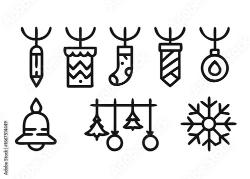 Festive holiday home decoration elements collection for seasonal celebrations and winter ambiance
