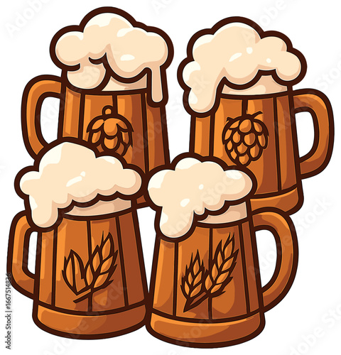 Frothy beer mug vector for oktoberfest celebrations | festive ale and lager illustration