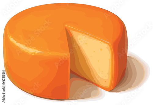 Vibrant orange cheese vector: delicious dairy product, sliced wedge, perfect for gourmet cuisine