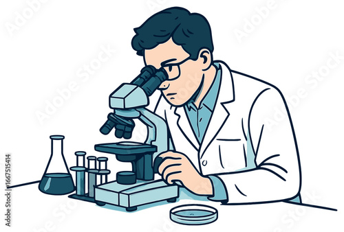 Microscopic research: scientific innovation and discoveries for medical advancements vector