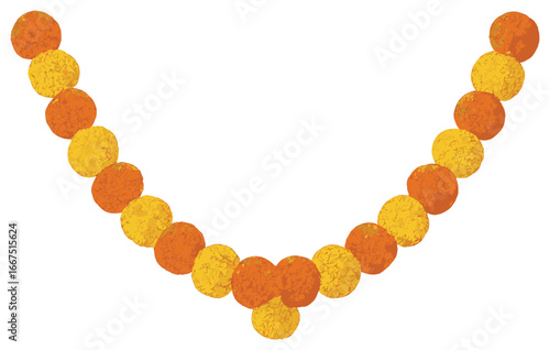 Vibrant marigold garland vector for diwali: festive floral decoration design