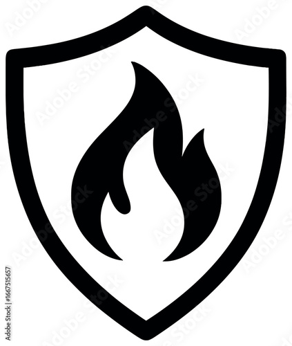Flame shield icon vector - protection, safety, security concepts for digital use