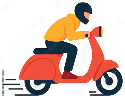 Speedy red scooter vector illustration - modern transport concept with sleek design