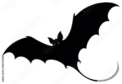 Flying bat silhouette vector | halloween graphic art illustration