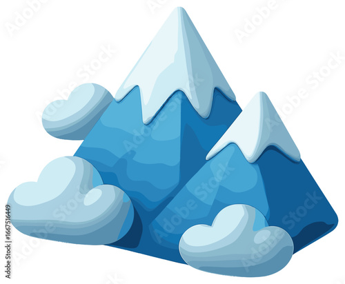 Majestic mountain vector: iconic peaks and clouds for nature concepts and holiday themes