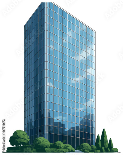 Sleek modern tower: contemporary architectural design, futuristic urban landmark, cityscape vector