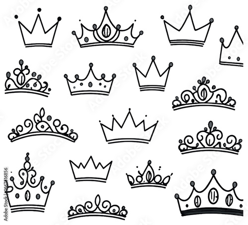 Elegant crown doodles vector | simple royalty symbols for design and decoration