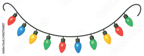 Christmas lights vector: colorful holiday decorations, festive string lights art