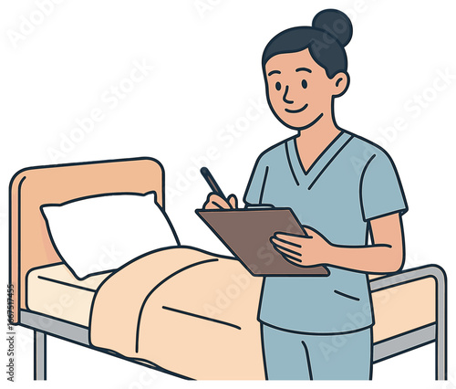 Friendly nurse interaction vector - compassionate healthcare, hospital care concept