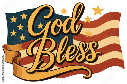 God bless america design vector for patriotic and independence day celebrations
