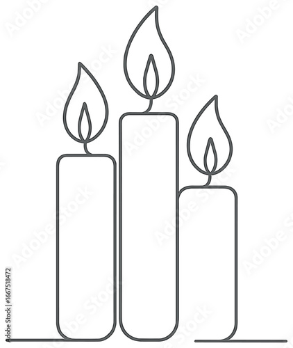 Minimalist candle art vector: simple and elegant line drawing for holidays and decor