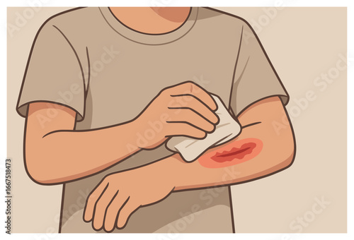Wound care instruction vector: essential steps for cleaning, dressing, and healing cuts