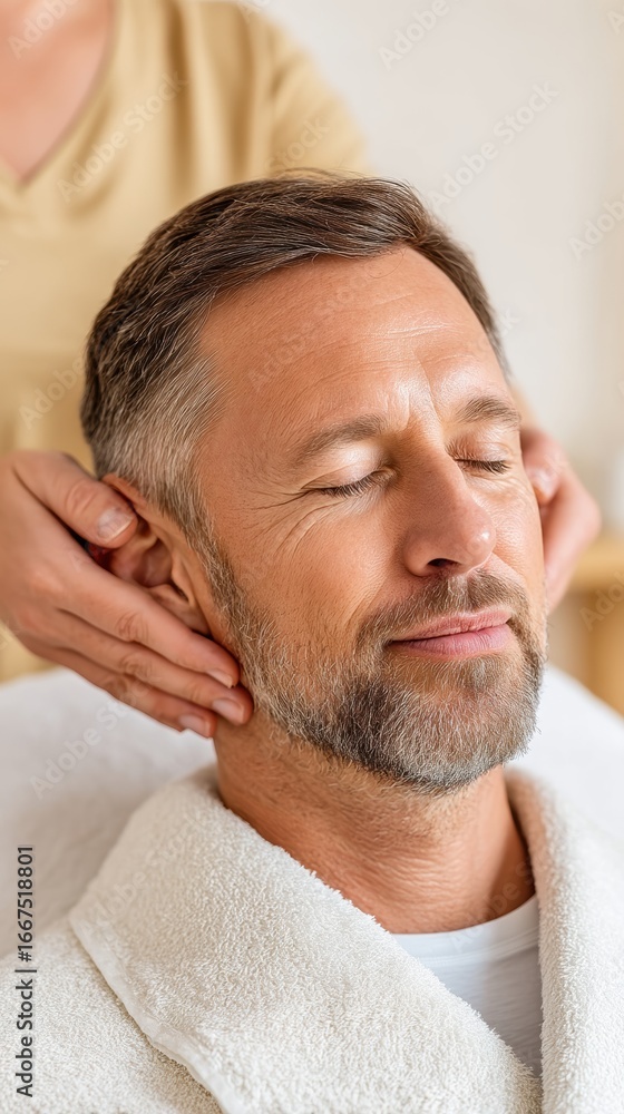 Obraz premium Relaxation therapy for wellness and massage spa treatment helps reduce stress and promotes calmness and healing for body and mind