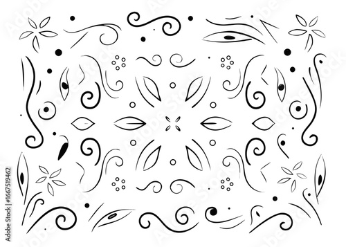 Charming hand drawn doodle style corner flourish border collection for decorative accents and artistic designs