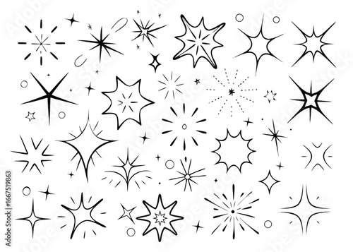Collection of shattered broken crack and fissure silhouettes for graphic design applications
