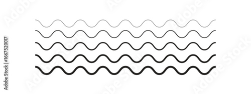 Set of horizontal wavy lines of different thickness.