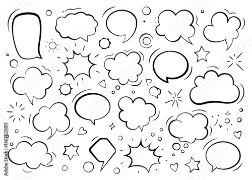 Chalky hand drawn crayon speech bubble collection for creative communication and design projects