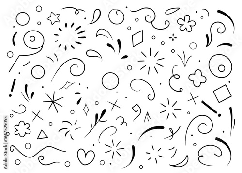 Hand drawn doodle brush crayon shapes and color frames collection for creative design projects