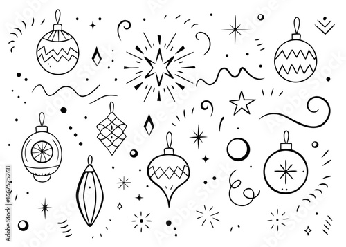 Charming hand drawn christmas ball element featuring festive doodles perfect for holiday backgrounds and celebratory designs