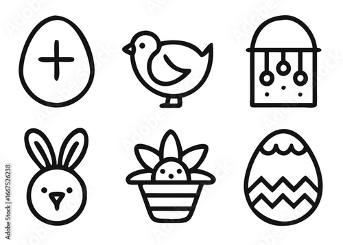 Charming holiday celebration symbols featuring a delightful rabbit and festive elements with adjustable stroke thickness
