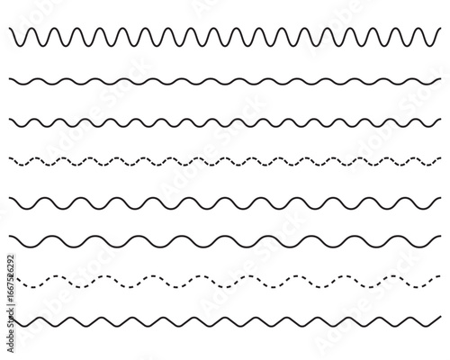 Wave line set. Zigzag.