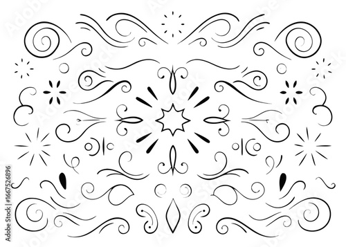 Graceful calligraphy swirls and elegant text tails for creative design projects offering sophisticated flourishes