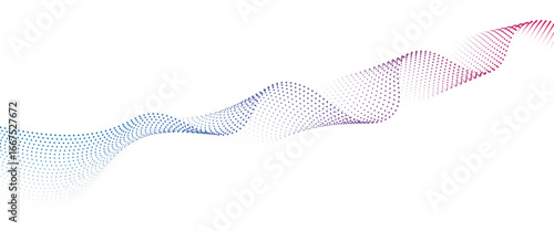 Flowing Dot Wave halftone gradient pattern on transparent background	
