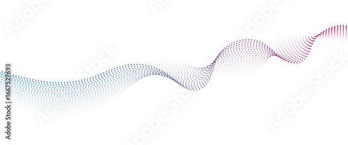 Flowing Dot Wave halftone gradient pattern on transparent background	
