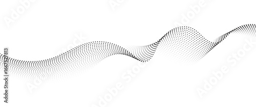 Flowing Dot Wave halftone gradient pattern on transparent background	
