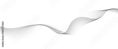 Flowing Dot Wave halftone gradient pattern on transparent background	
