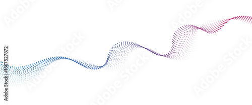 Flowing Dot Wave halftone gradient pattern on transparent background	
