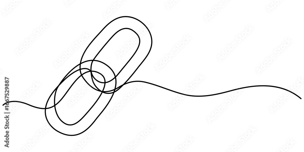 Obraz premium chain continuous one line drawing, One continuous line drawing of a chain. Vector illustration, Continuous single line drawing of link icon Hyperlink chain symbol vector illustration. 