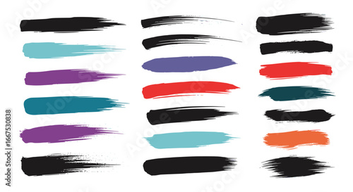 Vibrant paint brush strokes in assorted colors add dynamic artistic flair to your designs