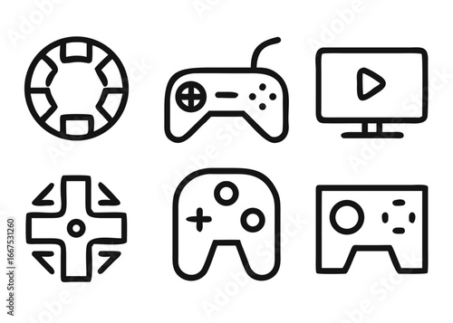 Comprehensive collection of gaming and video game related icons featuring adjustable elements and a vibrant color palette for digital projects