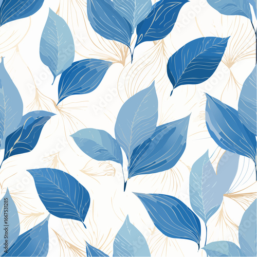 Luxury floral pattern with hand drawn leaves elegant astract background in minimalistic linear style trendy line art design element vector illustration
3