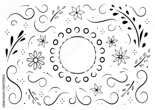 Elegant gold circle frame with intricate wreath and round border design for decorative applications