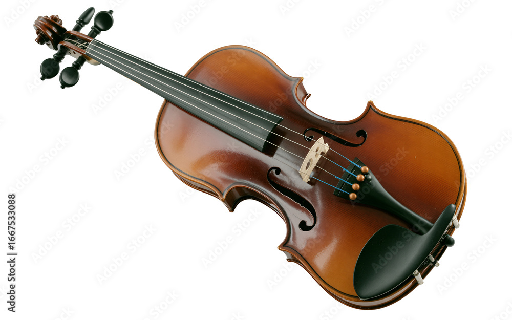 Fototapeta premium Acoustic violin musical instrument isolated on transparent background