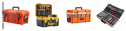 Professional tool cases, open and closed, showcasing essential equipment for construction, repair, and maintenance projects with durability and organization