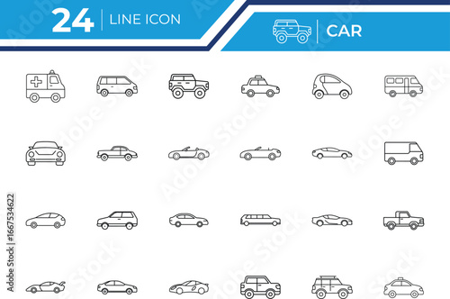 Car Outline Icon Vehicle Vector Illustration