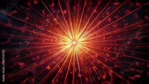 Dynamic light rays burst forward, energetic glow