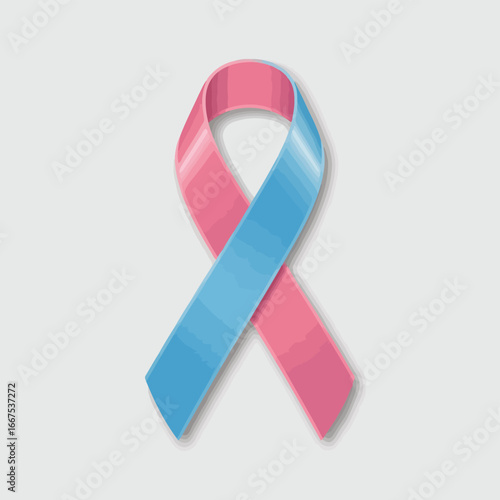 Vector illustration of Pink and Blue Ribbon Symbolizing Gender Reveal or Support baby