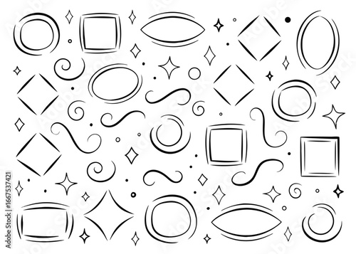 Collection of hand drawn doodle style frames featuring square and rectangular shapes in vibrant colors perfect for creative projects