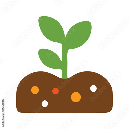 Green plant symbolizing growth, from soil. Ideal for business presentations, environmental concepts, and educational materials on development and progress.