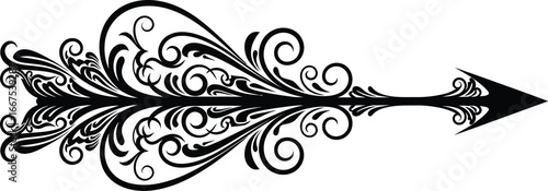 Ornate floral arrow design element, perfect for vintage invitations and decorative headings