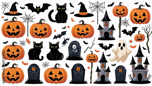 Hallowen Set Vector Stickers