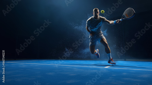 Padel Tennis Action Shot Dynamic Player Strikes Ball Sports Energy