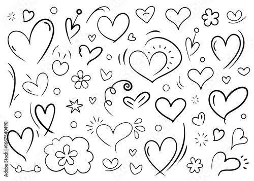 Charming hand drawn heart collection featuring chalk crayon and pencil sketch styles perfect for romantic designs and artistic projects